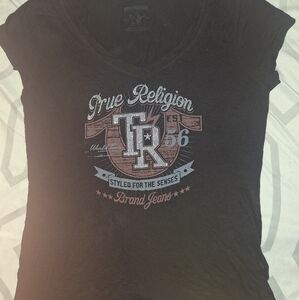 True Religion Black V Neck Top